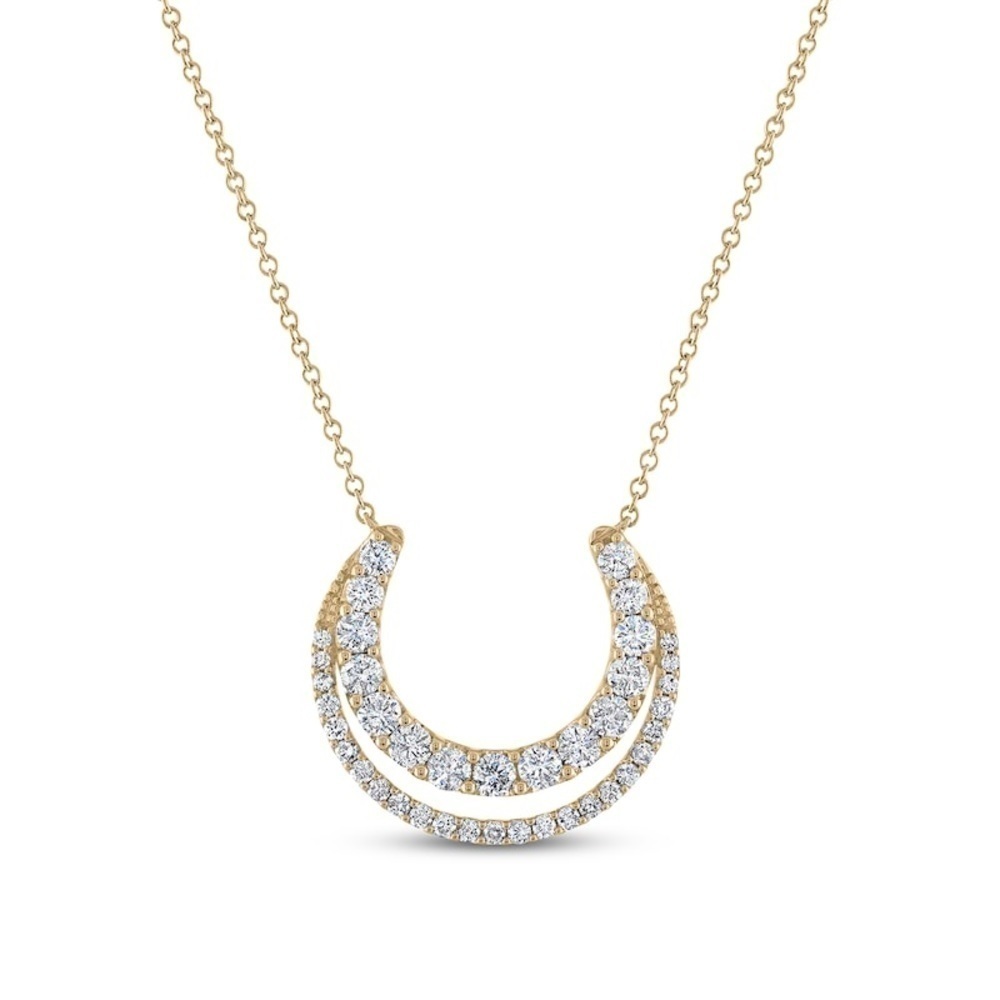 J001. Diamond Necklace 1/2 ct tw Round 10K Yellow Gold w/18” Adj. Cable Chain